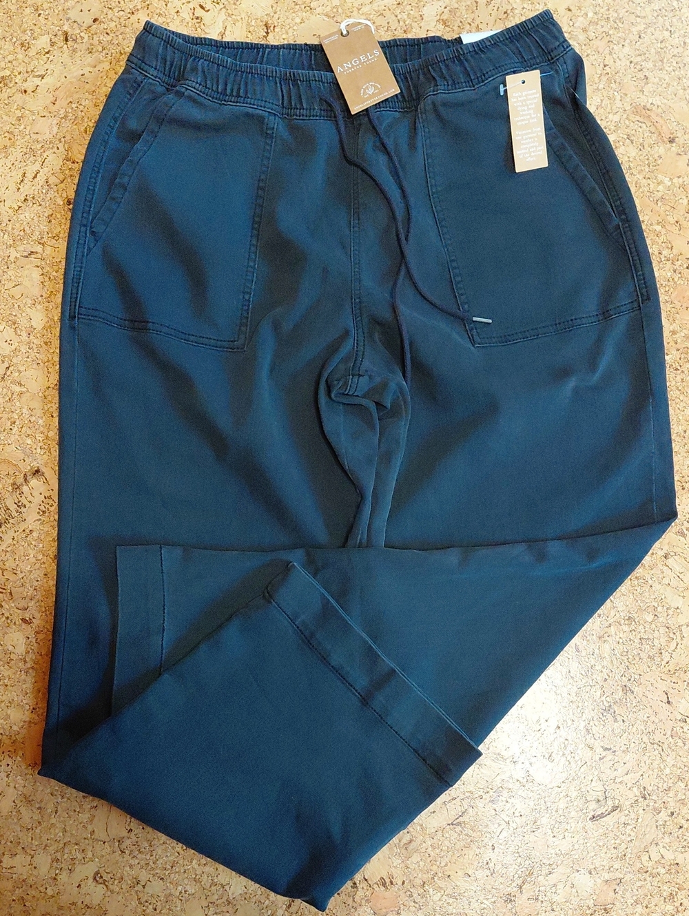 Angels Women's Indigo Relaxed Straight Leg Elastic Waist Pants Size L NWT